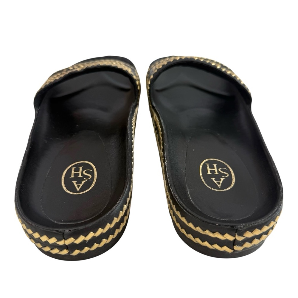 Ash Ulla Black Gold Leather Slide Sandals Size 36/ US 5.5-6 - Picture 12 of 16